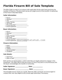Fillable Firearm Bill of Sale Template for Florida State