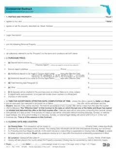 Fill Your Florida Commercial Contract Form