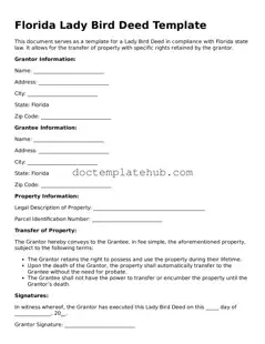 Fillable Lady Bird Deed Template for Florida State