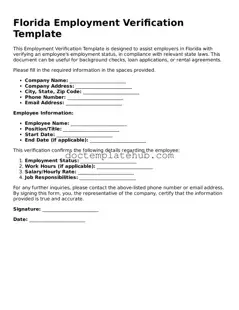 Fillable Employment Verification Template for Florida State
