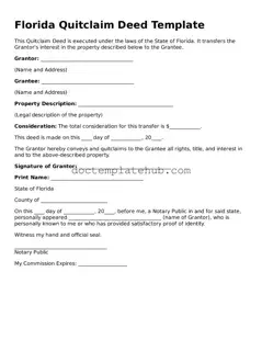 Fillable Quitclaim Deed Template for Florida State