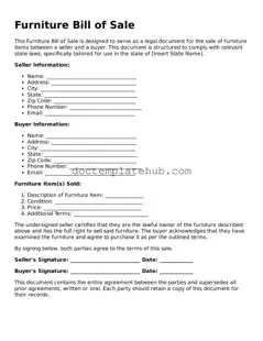 Official Furniture Bill of Sale Form