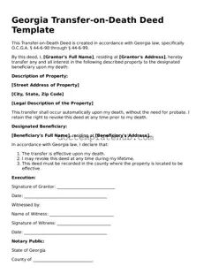 Fillable Transfer-on-Death Deed Template for Georgia State