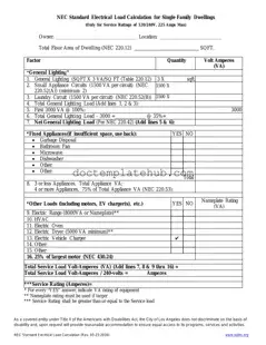 Fill Your LADBS NEC Standard Electrical Load Calculation Form