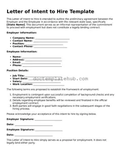 Official Letter of Intent to Hire Form