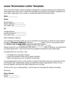 Official Lease Termination Letter Form