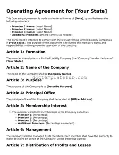 Official Operating Agreement Form