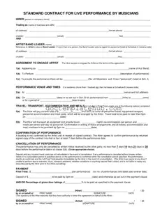 Fill Your Live Performance Contract Form