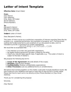 Official Letter of Intent Form