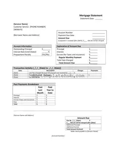 Fill Your Mortgage Statement Form