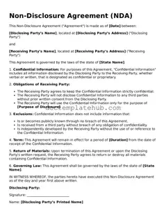 Official Non-disclosure Agreement Form