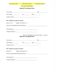 Fill Your Negative Hiv Test Form