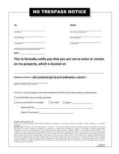 Fill Your No Trespassing Letter Form