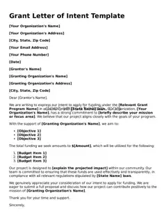 Official Grant Letter of Intent Form