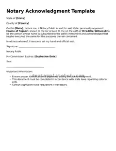 Official Notary Acknowledgement Form