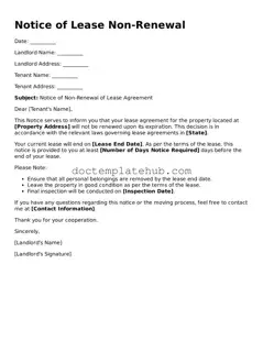 Official Notice of Lease Non-Renewal Form