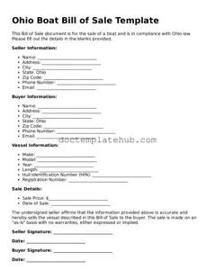 Fillable Boat Bill of Sale Template for Ohio State