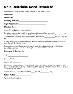 Fillable Quitclaim Deed Template for Ohio State