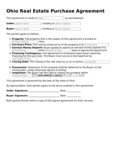 Fillable Real Estate Purchase Agreement Template for Ohio State