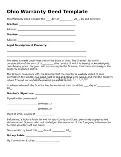 Fillable Deed Template for Ohio State