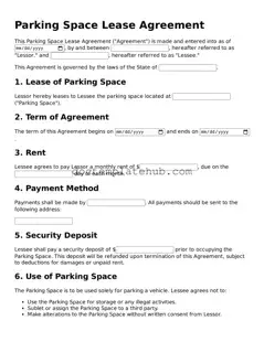 Official Parking Space Lease Agreement Form