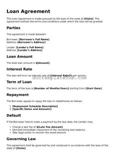 Official Loan Agreement Form