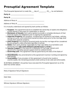 Official Prenuptial Agreement Form