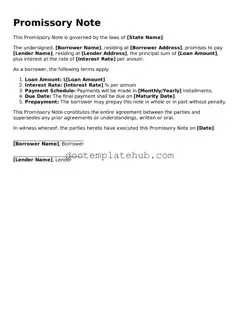 Official Promissory Note Form