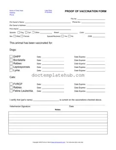 Fill Your Proof Of Vaccination Dog Form