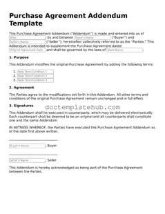 Official Purchase Agreement Addendum Form