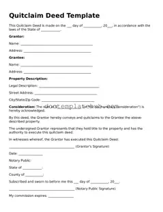 Official Quitclaim Deed Form