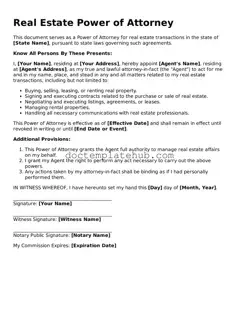 Official Real Estate Power of Attorney Form