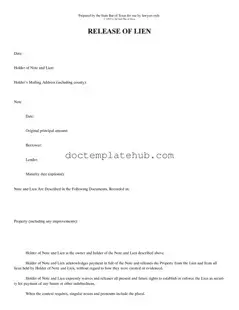 Fill Your Release Of Lien Texas Form