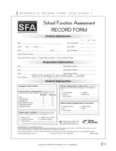 Fill Your School Function Assessment Form