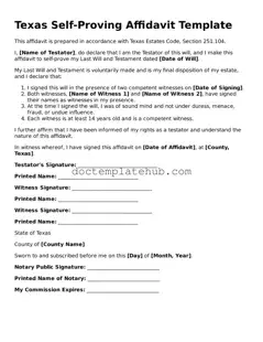 Fillable Self-Proving Affidavit Template for Texas State
