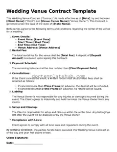 Official Wedding Venue Contract Form