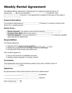Official Weekly Rental Agreement Form