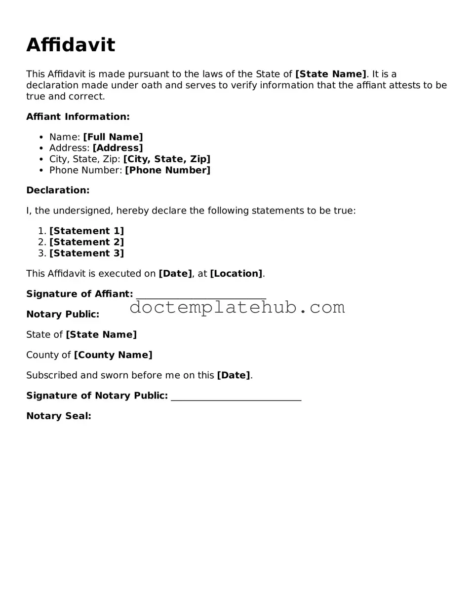 Official Affidavit Form