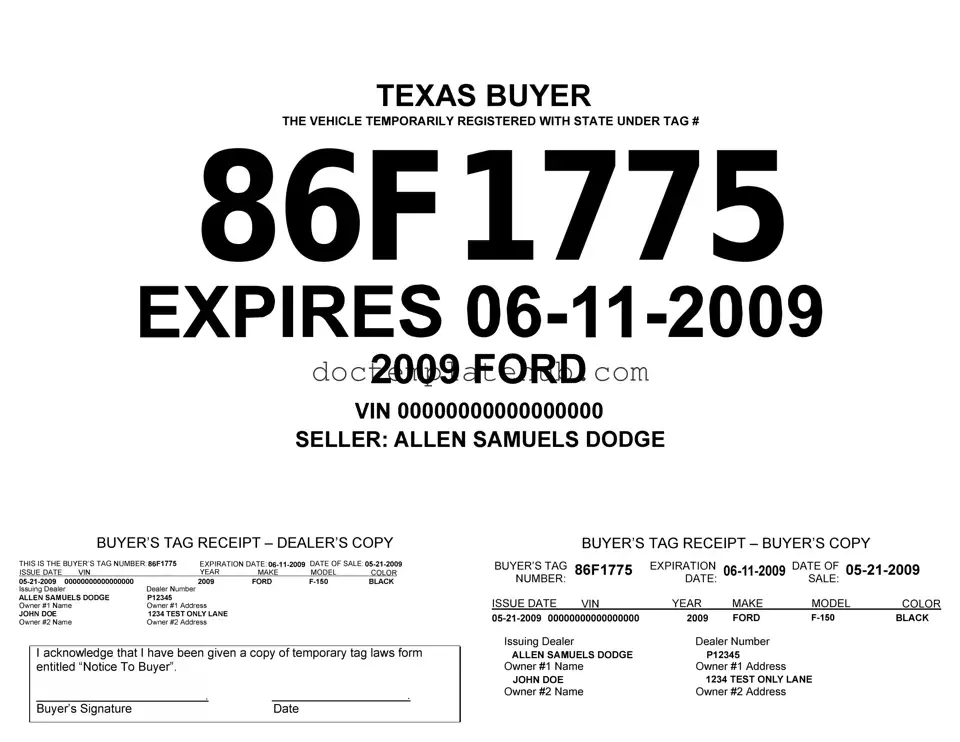 Fill Your Texas Temporary Tag Form