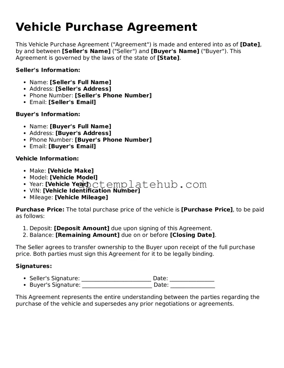Official Vehicle Purchase Agreement Form