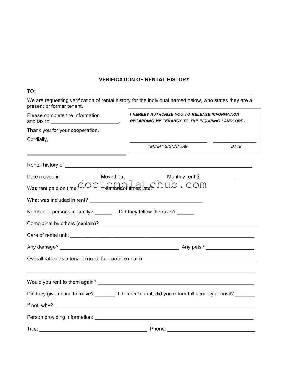 Fill Your Verification Rental Form