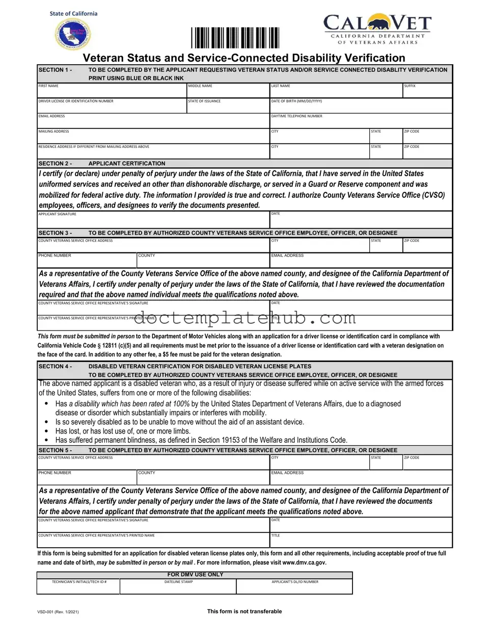 Fill Your Vsd 001 Form