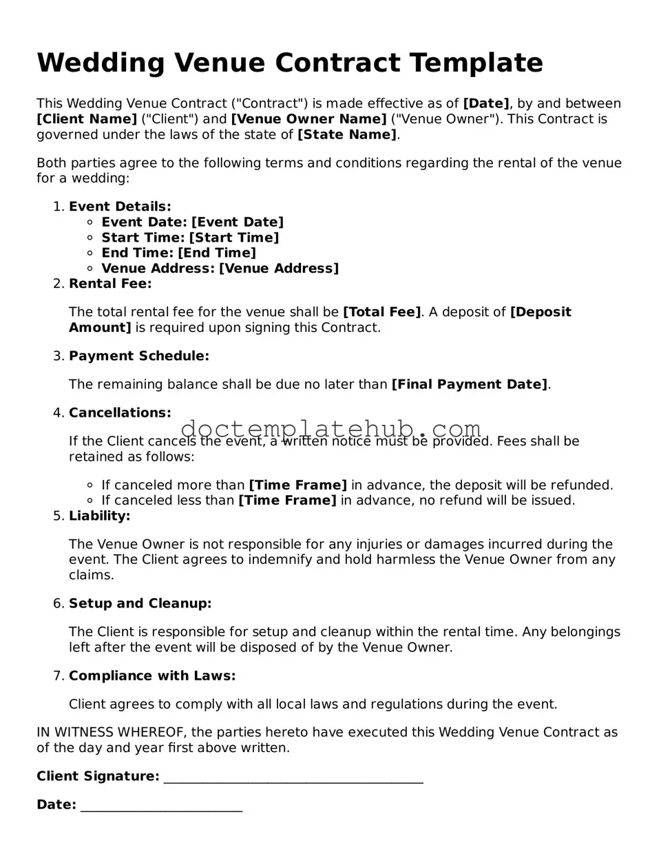 Official Wedding Venue Contract Form