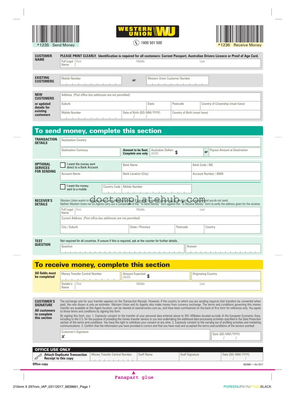 Fill Your Western Union Form