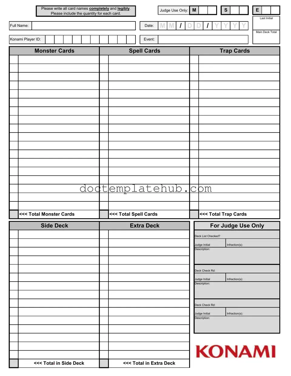 Fill Your Konami Decklist Form